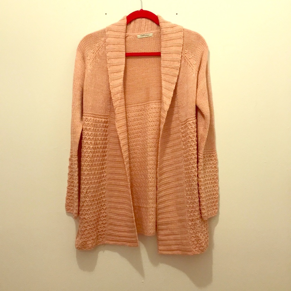 Pink cable knit over the rump cardigan